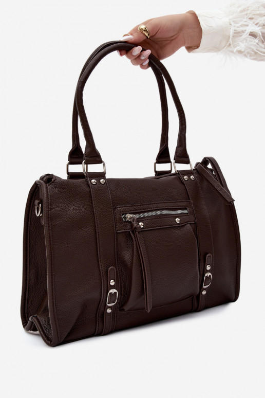Gran bolsa de cuero sintético color chocolate Nolita