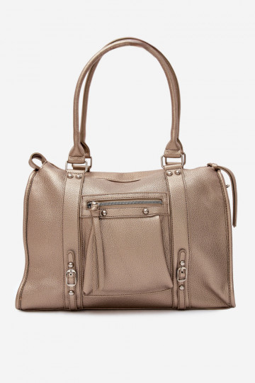 Gran bolsa de cuero sintético dorada Nolita