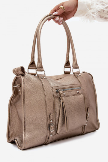 Gran bolsa de cuero sintético dorada Nolita 2