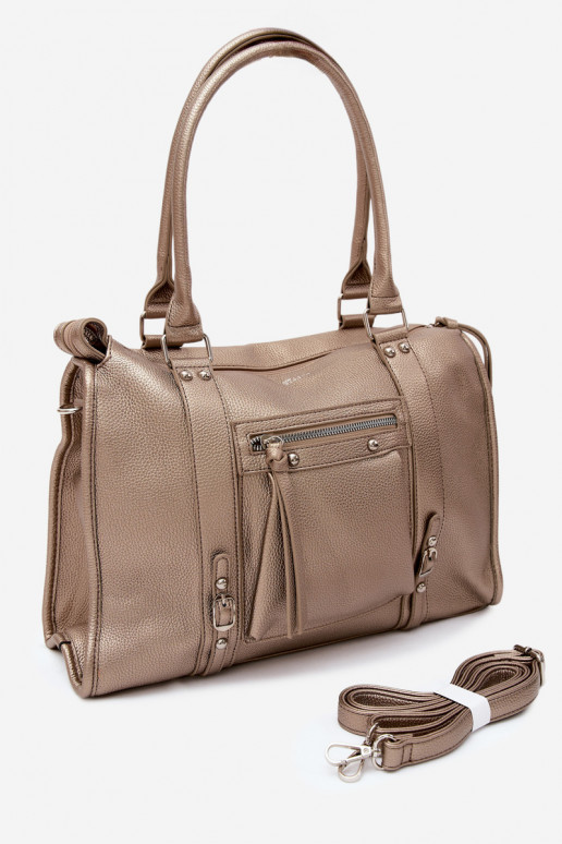 Gran bolsa de cuero sintético dorada Nolita