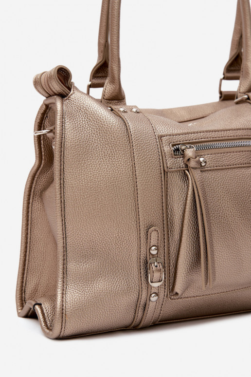 Gran bolsa de cuero sintético dorada Nolita