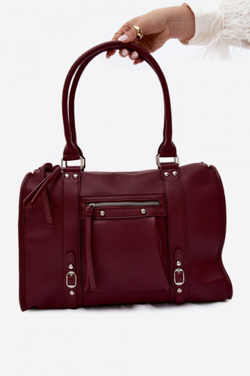 Gran bolsa de cuero sintético color burdeos Nolita