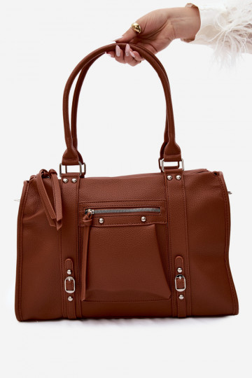 Gran bolsa de cuero sintético marrón Nolita