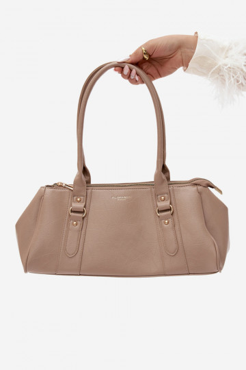 Bolso de piel sintética marfil Muni