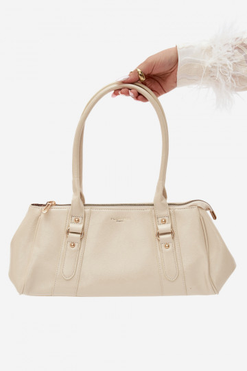 Bolso de piel sintética marfil Muni