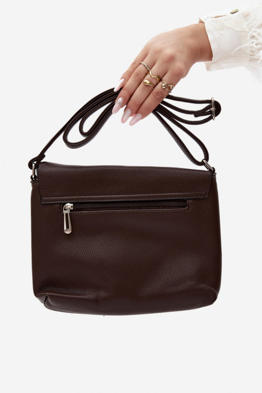Bolso mensajero con flecos en cuero sintético color chocolate Sigrid
