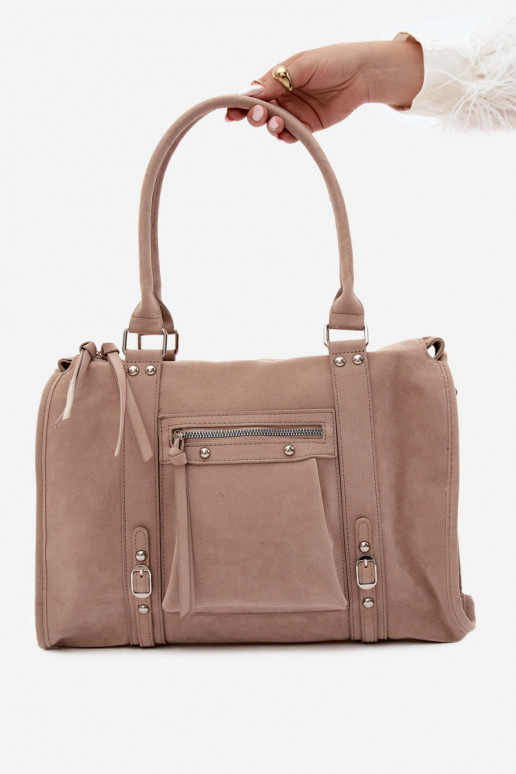Gran bolsa de ante sintético color marfil Nolita