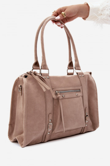 Gran bolsa de ante sintético color marfil Nolita 2