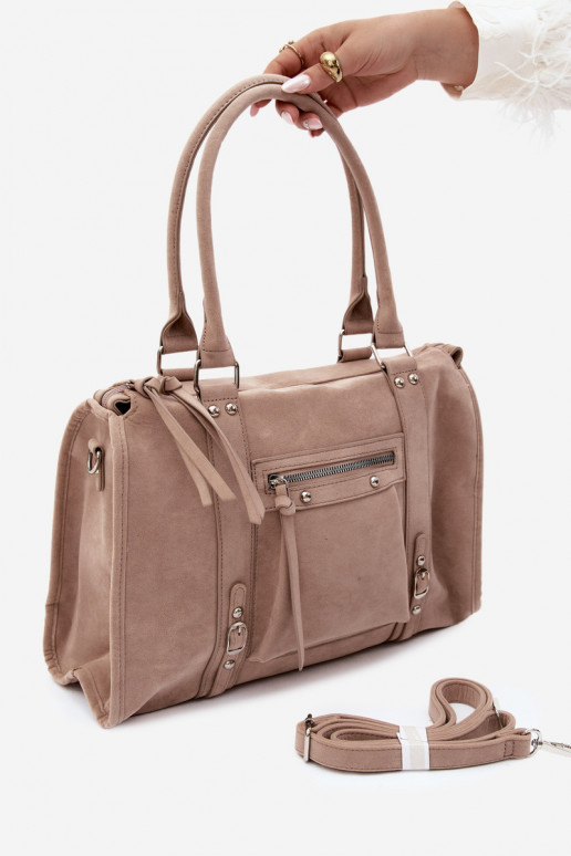 Gran bolsa de ante sintético color marfil Nolita