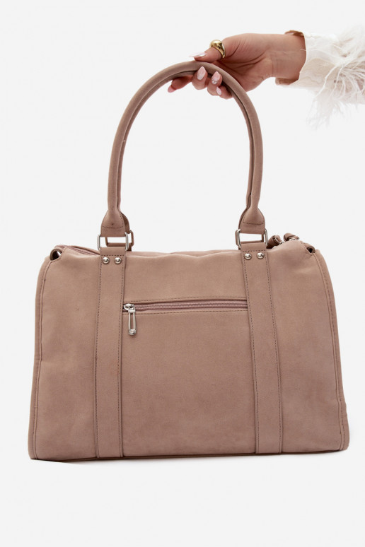 Gran bolsa de ante sintético color marfil Nolita