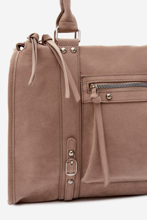 Gran bolsa de ante sintético color marfil Nolita