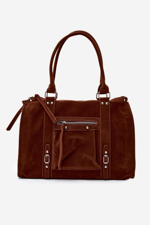 Gran bolsa de ante sintético color marrón Nolita