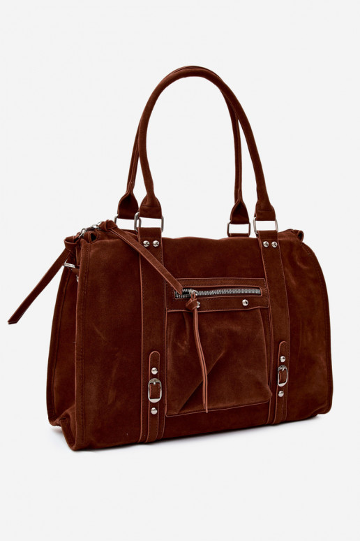 Gran bolsa de ante sintético color marrón Nolita