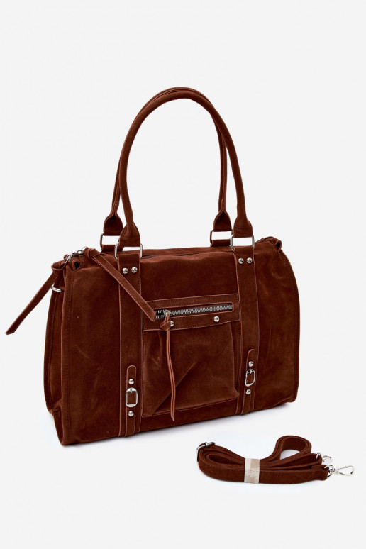 Gran bolsa de ante sintético color marrón Nolita