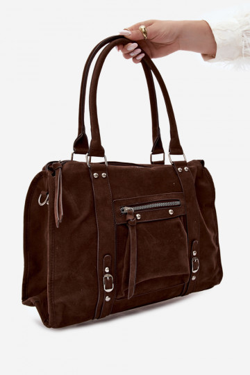 Gran bolsa de ante sintético color chocolate Nolita 2