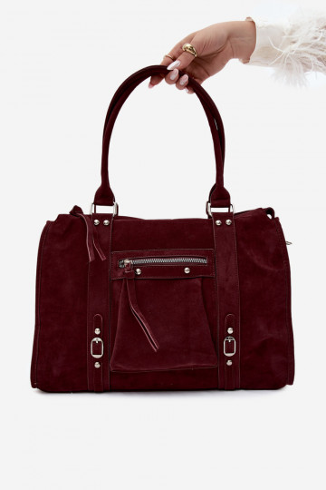 Gran bolsa de ante sintético color burdeos Nolita