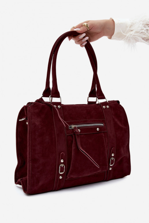 Gran bolsa de ante sintético color burdeos Nolita