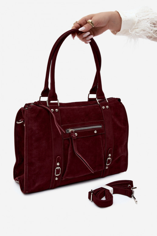 Gran bolsa de ante sintético color burdeos Nolita
