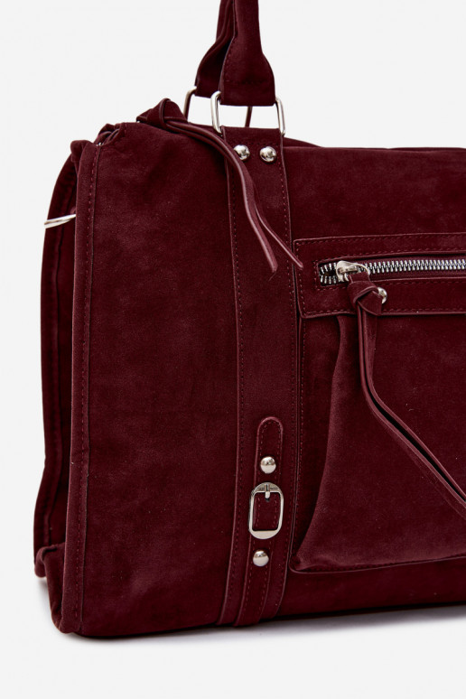 Gran bolsa de ante sintético color burdeos Nolita