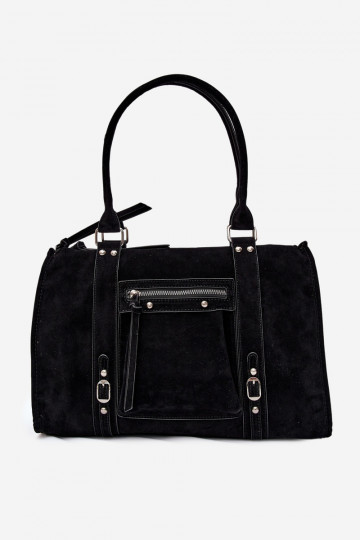 Gran bolsa de ante sintético color negro Nolita