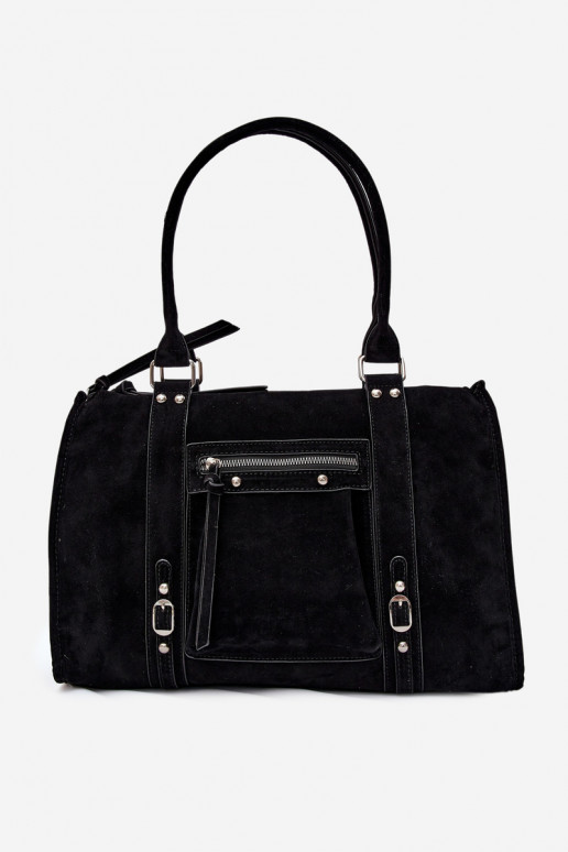 Gran bolsa de ante sintético color negro Nolita
