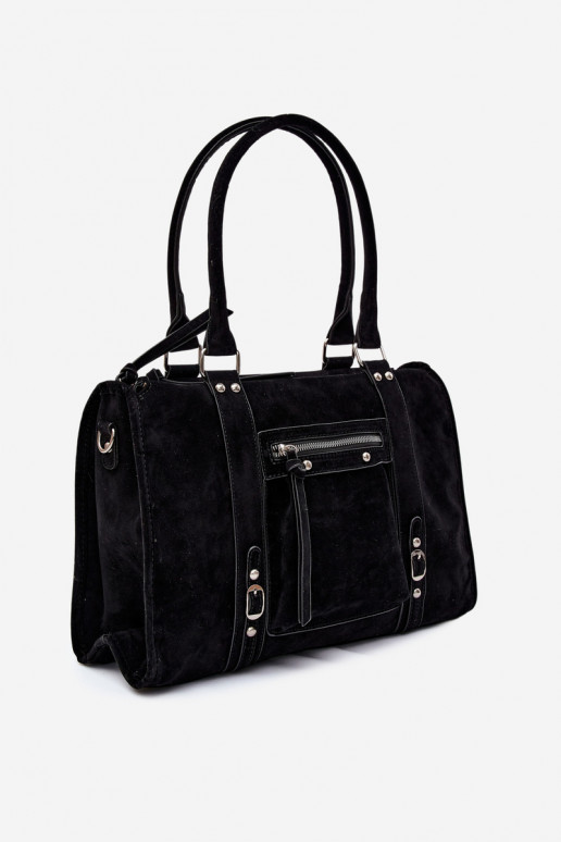 Gran bolsa de ante sintético color negro Nolita