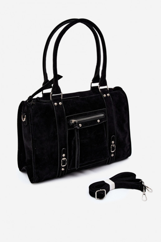 Gran bolsa de ante sintético color negro Nolita