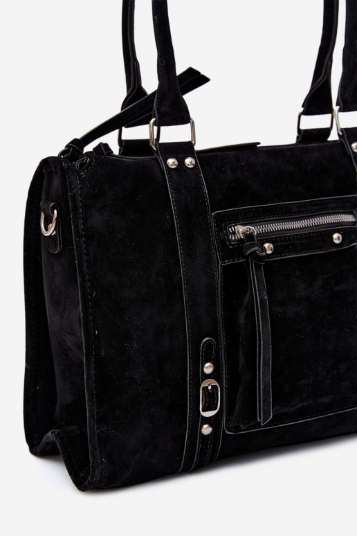Gran bolsa de ante sintético color negro Nolita