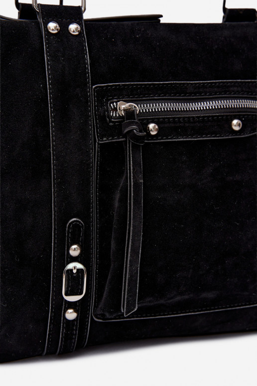 Gran bolsa de ante sintético color negro Nolita