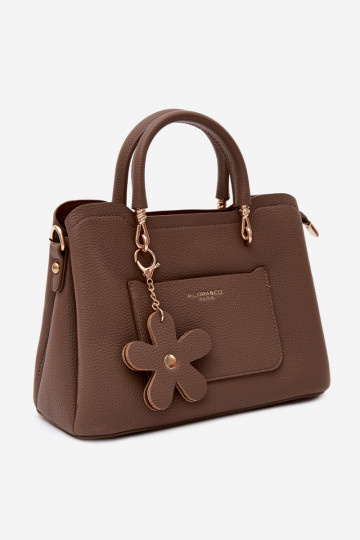 Bolso de cuero sintético con llavero y motivos florales color arcilla Noomi 2