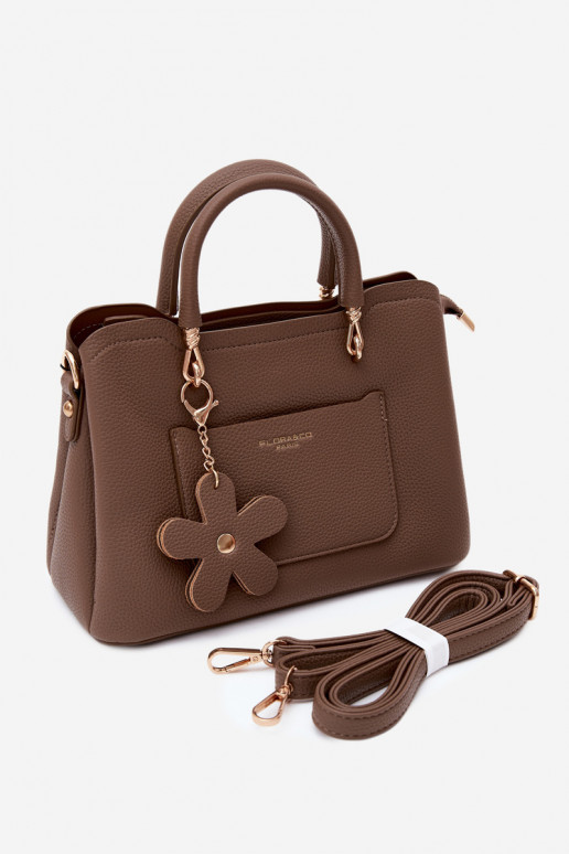 Bolso de cuero sintético con llavero y motivos florales color arcilla Noomi