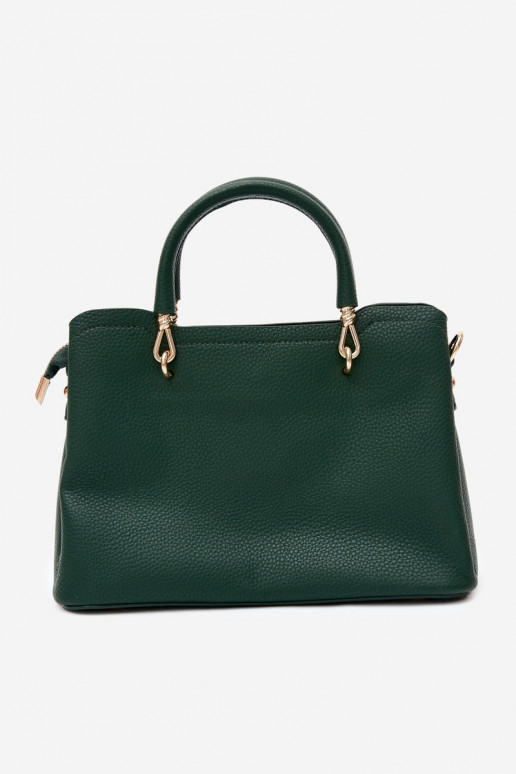 Bolso con llavero de cuero sintético con motivos florales en verde botella Noomi