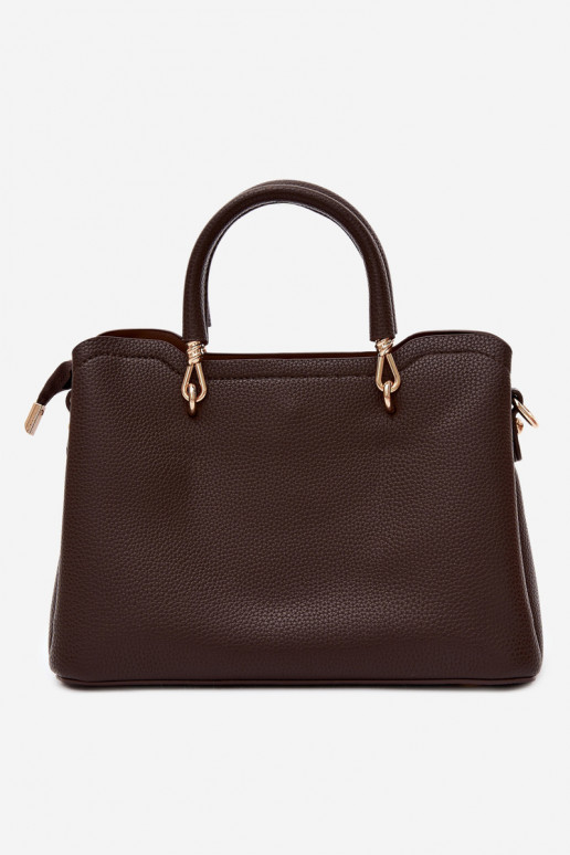 Bolso con llavero de cuero sintético con motivos florales en chocolate Noomi
