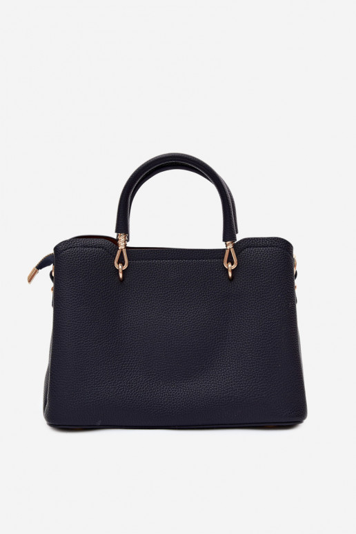 Bolso con llavero de cuero sintético con motivos florales en azul oscuro Noomi