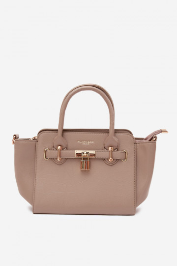 Bolso tipo de cuero sintético en marfil Odelia