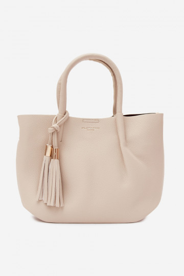 Bolso de cuero sintético en arena clara Fleece
