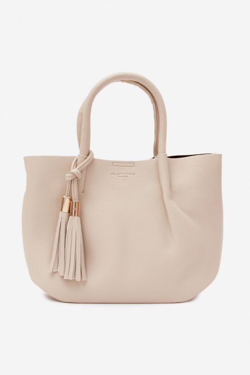Bolso de cuero sintético en arena clara Fleece