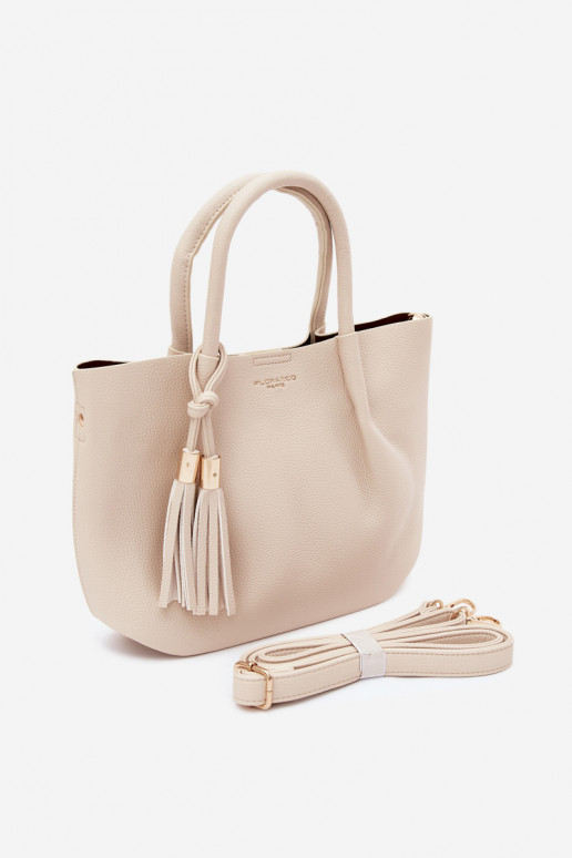 Bolso de cuero sintético en arena clara Fleece
