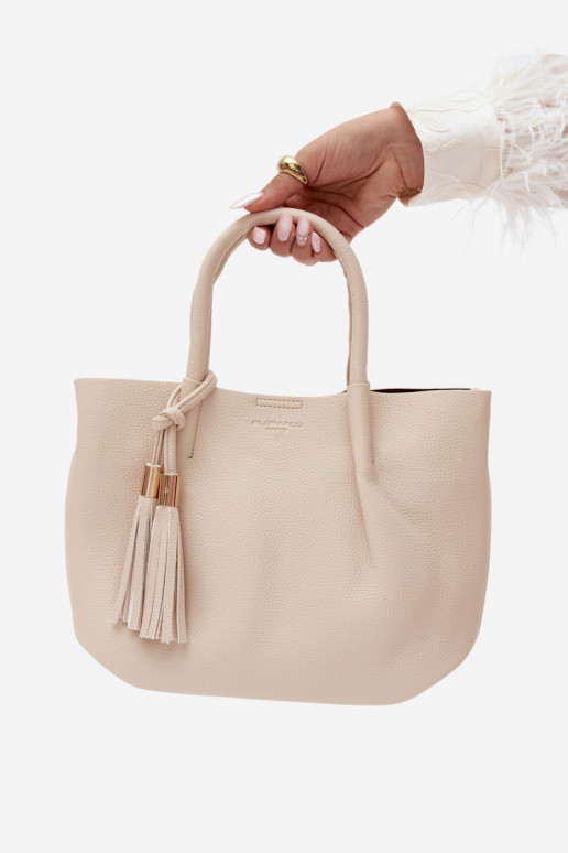 Bolso de cuero sintético en arena clara Fleece