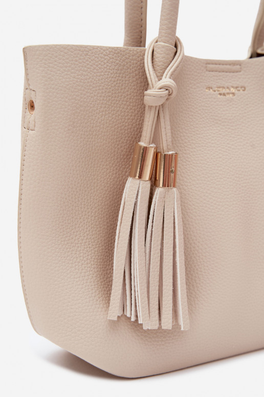 Bolso de cuero sintético en arena clara Fleece