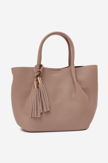 Bolso de cuero sintético en marfil Fleece