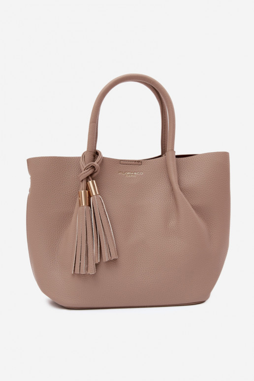 Bolso de cuero sintético en marfil Fleece