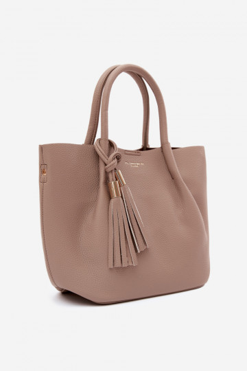 Bolso de cuero sintético en marfil Fleece 2