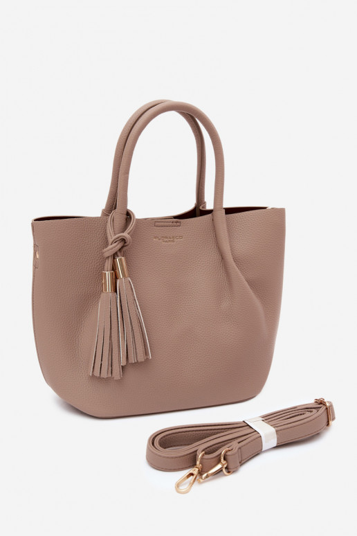 Bolso de cuero sintético en marfil Fleece