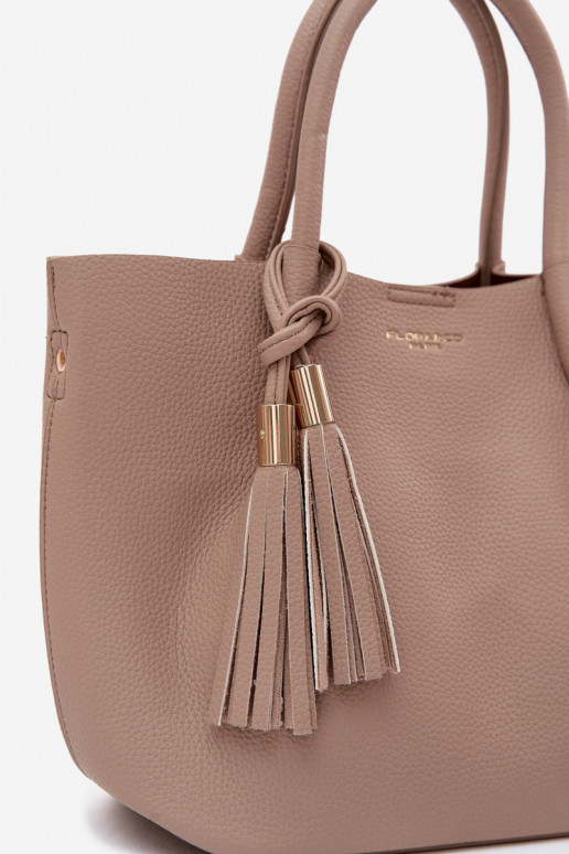 Bolso de cuero sintético en marfil Fleece
