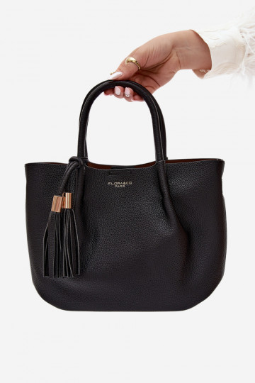 Bolso de cuero sintético en negro Fleece