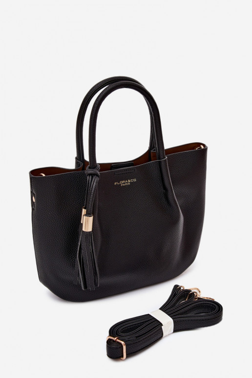 Bolso de cuero sintético en negro Fleece