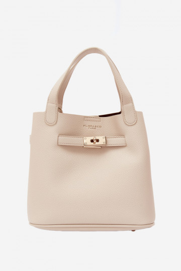 Bolso con neceser de cosméticos en piel sintética color arena Crumble