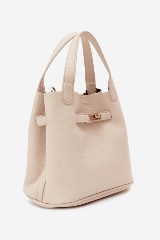 Bolso con neceser de cosméticos en piel sintética color arena Crumble