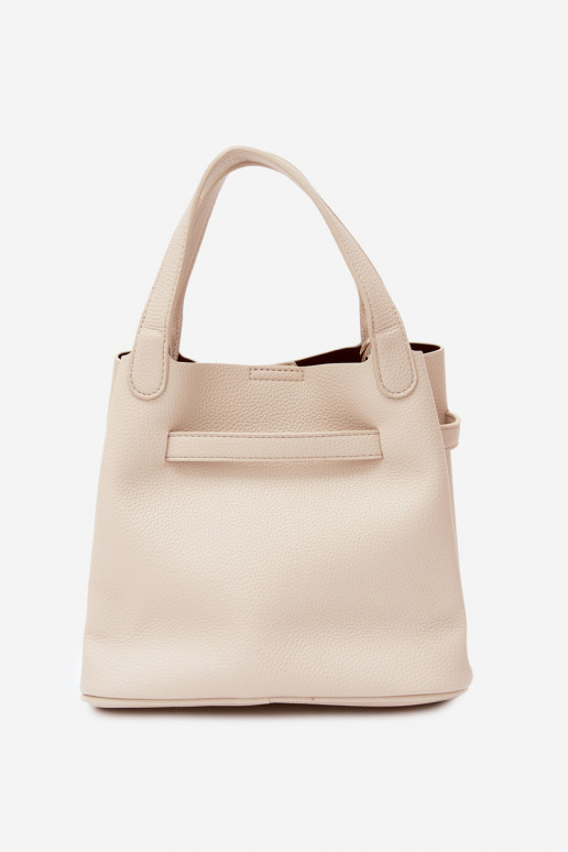 Bolso con neceser de cosméticos en piel sintética color arena Crumble